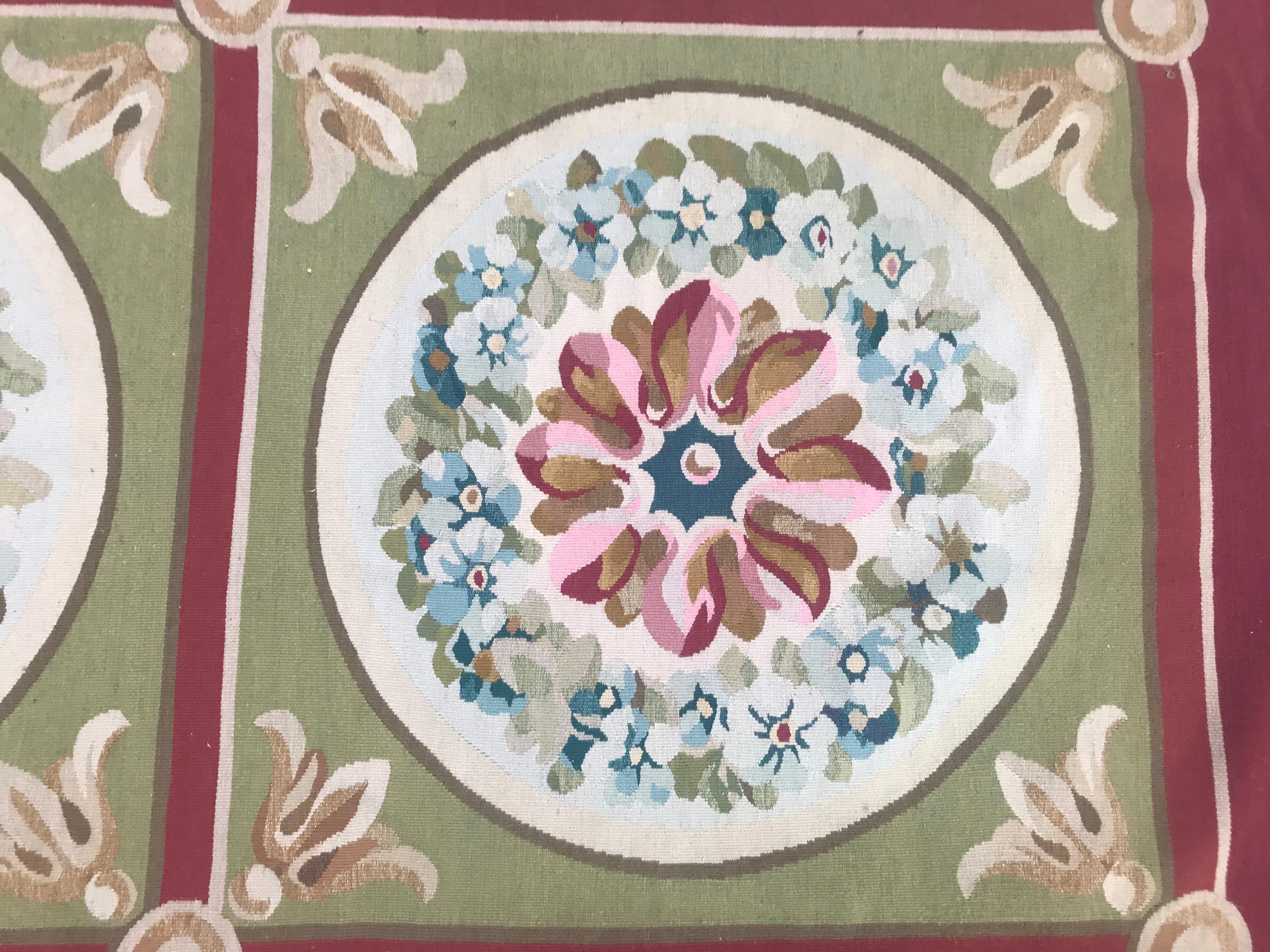 20th Century Bobyrug’s Vintage Aubusson Style Woven Rug For Sale