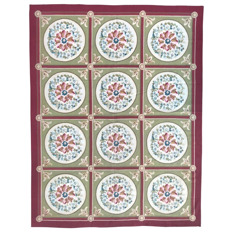Vintage Aubusson Style Woven Rug For Sale at 1stDibs