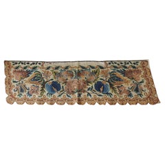 Vintage Aubusson Tapestry Floral Blue & Gold Valance