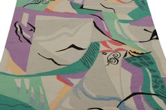 Vintage Aubusson Tapestry in Blue with Abstract Patterns - Rug & Kilim