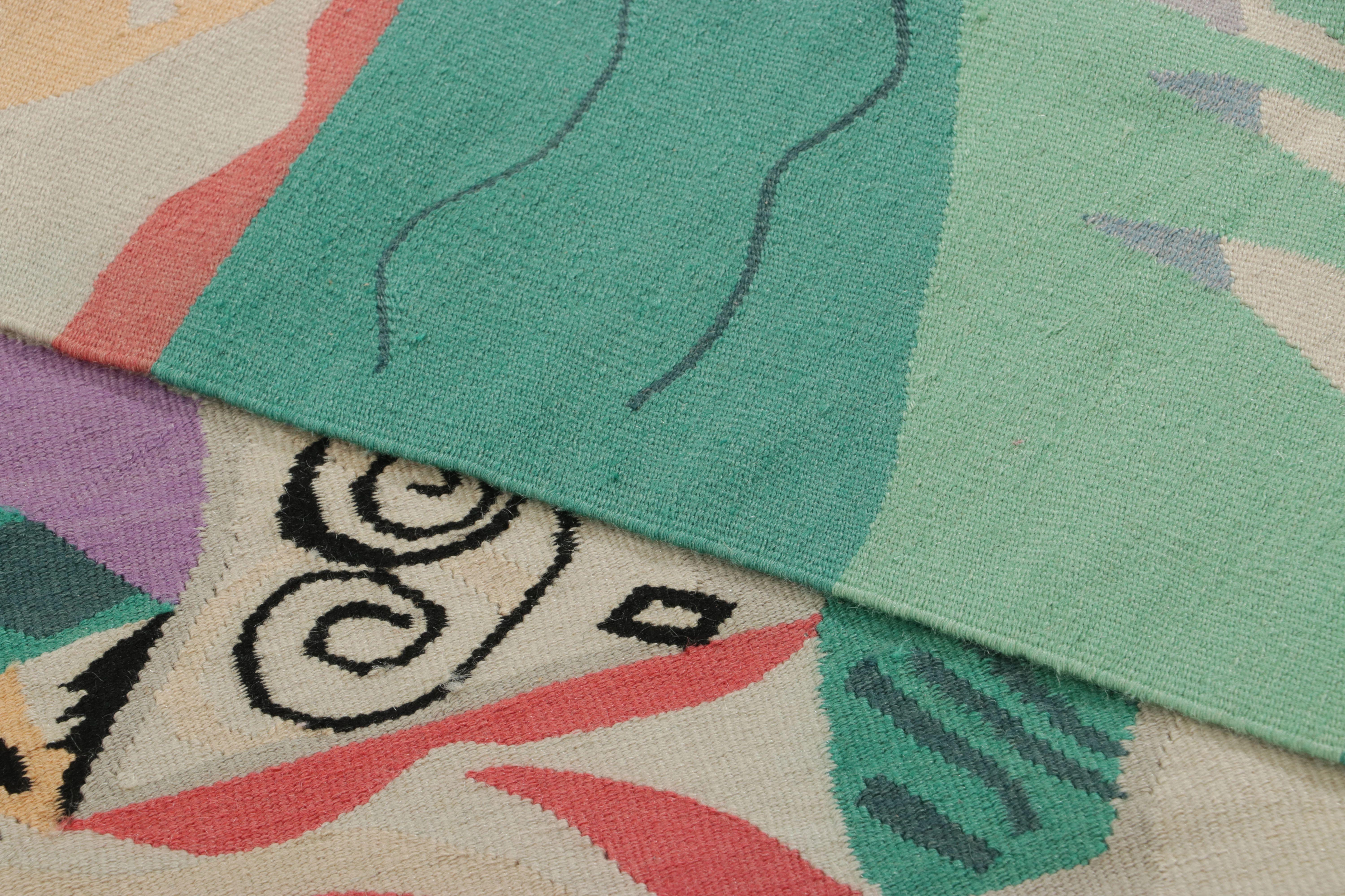 Milieu du XXe siècle Tapisserie vintage d'Aubusson en bleu avec motifs abstraits - Rug & Kilim en vente