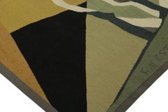 Vintage Aubusson Tapestry in Green with Abstract Patterns - Rug & Kilim