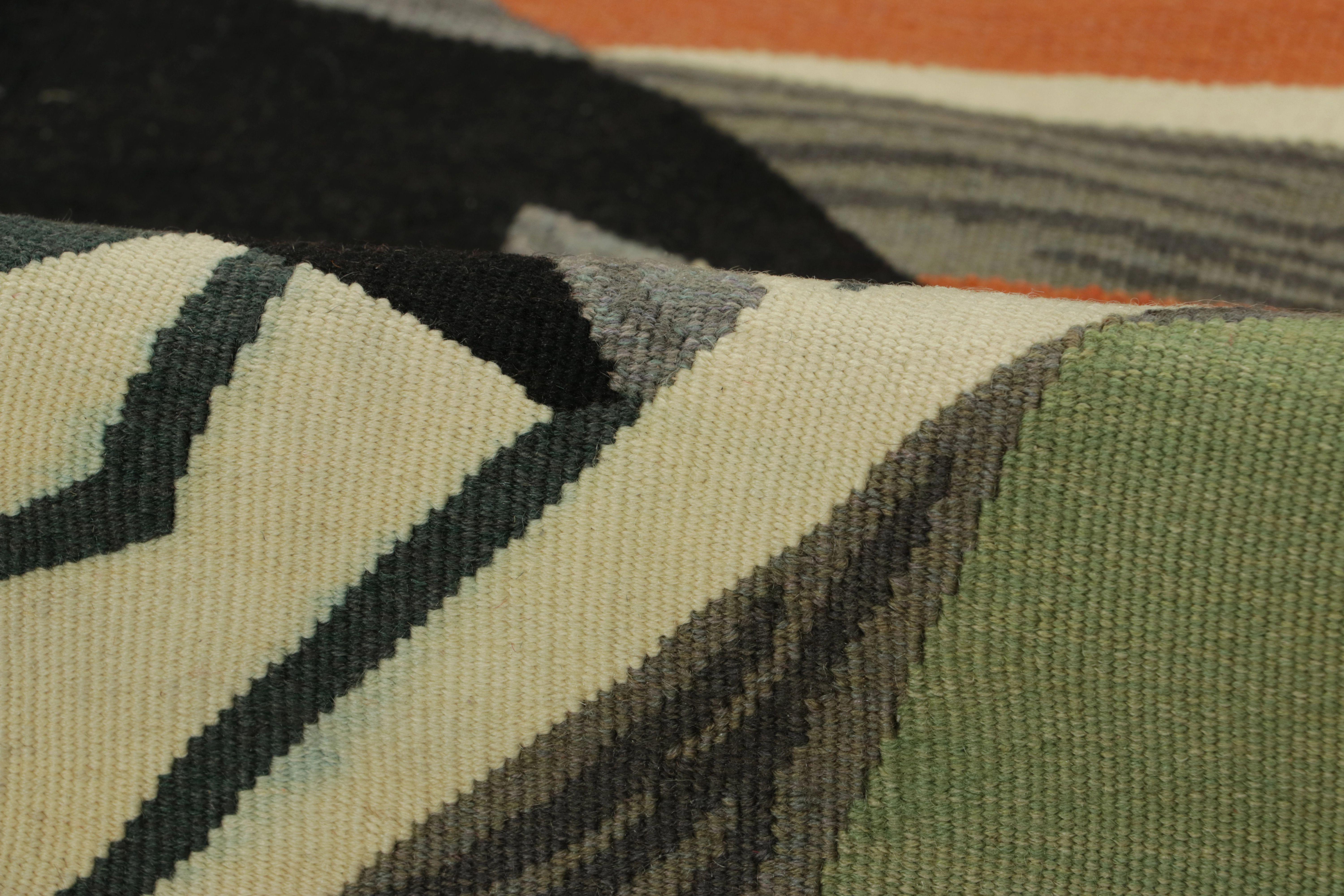 Tapisserie vintage d'Aubusson en vert avec motifs abstraits - Rug & Kilim Bon état - En vente à Long Island City, NY