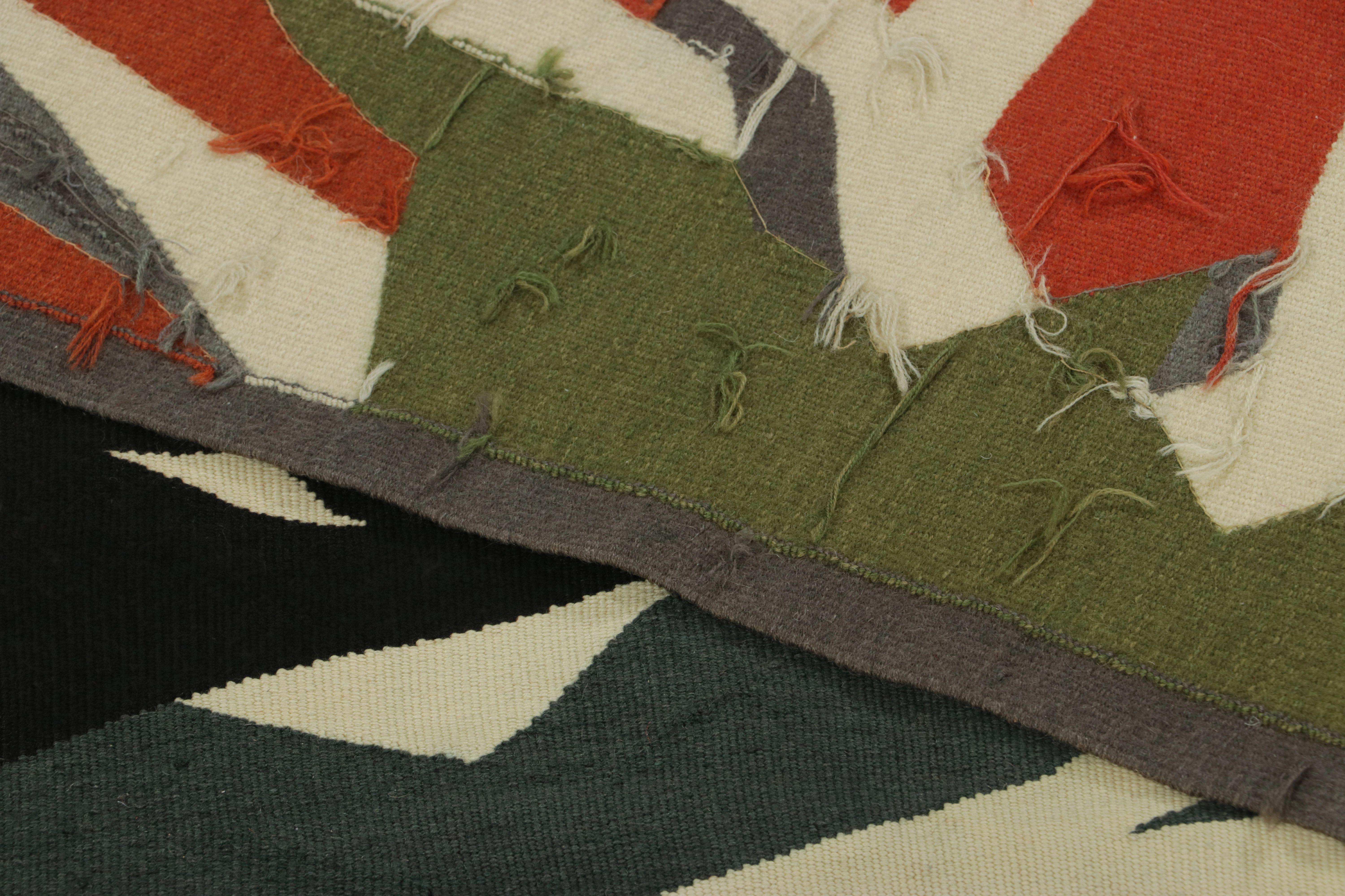 Laine Tapisserie vintage d'Aubusson en vert avec motifs abstraits - Rug & Kilim en vente