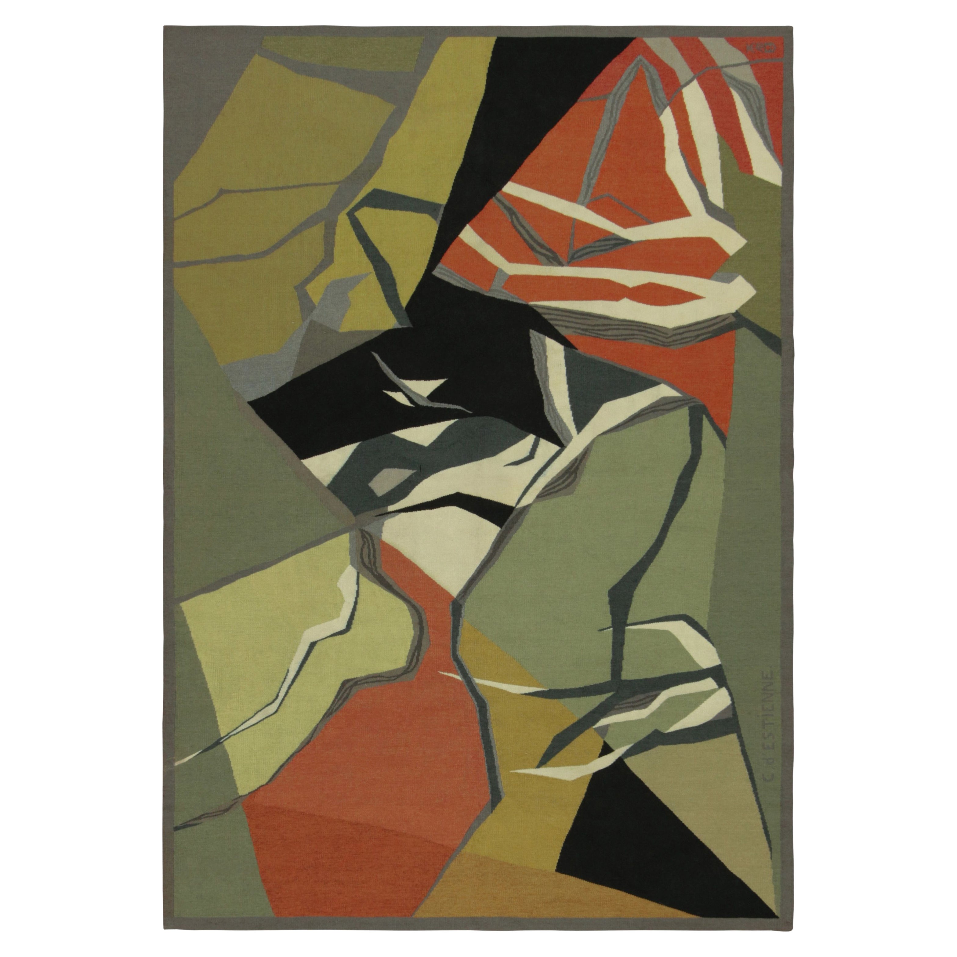 Vintage Aubusson Wandteppich in Grün mit abstrakten Mustern - Rug
Kilim