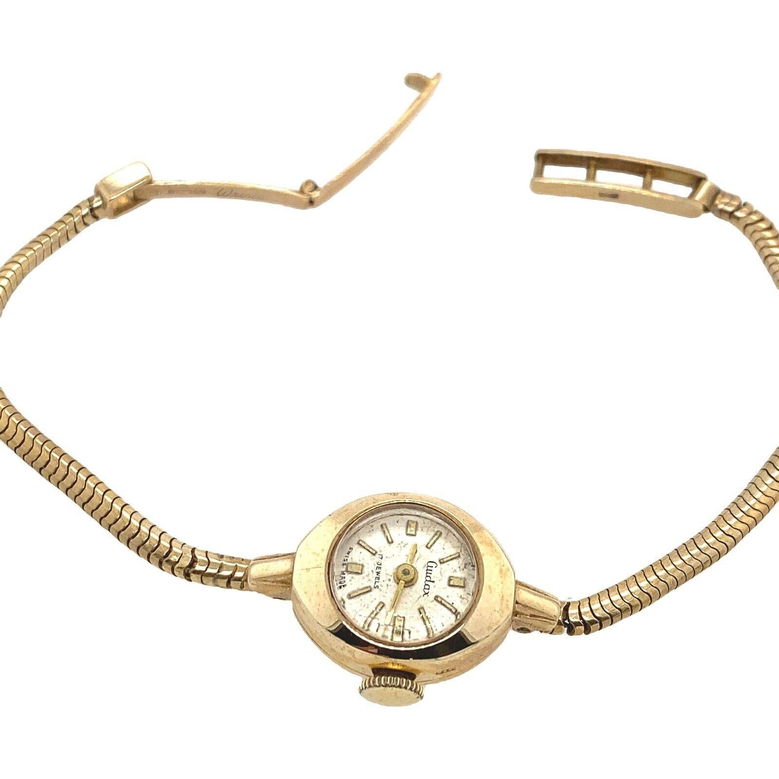 Audax Montre-bracelet vintage avec cadran crème en or 9 carats Pour femmes en vente