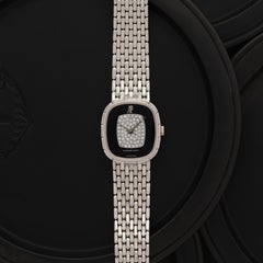 Vintage Audemars Piguet 18 Karat White Gold Onyx and Pavé Diamond Watch