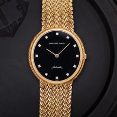 Vintage Audemars Piguet 18 Karat Yellow Gold 33mm Diamond Integrated Woven