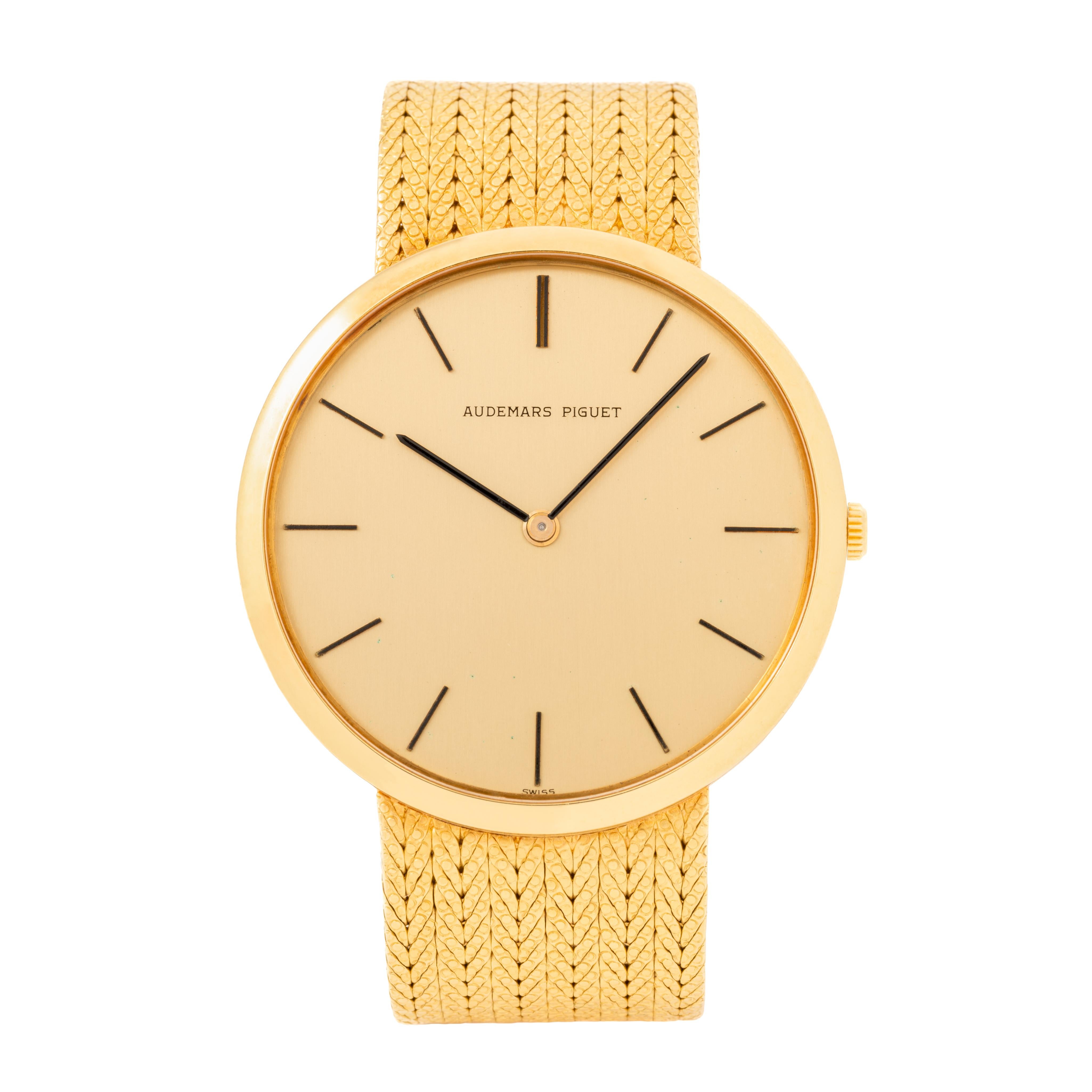 Moderne Audemars Piguet, montre vintage tissée à la main, en or jaune 18 carats, 34 mm en vente