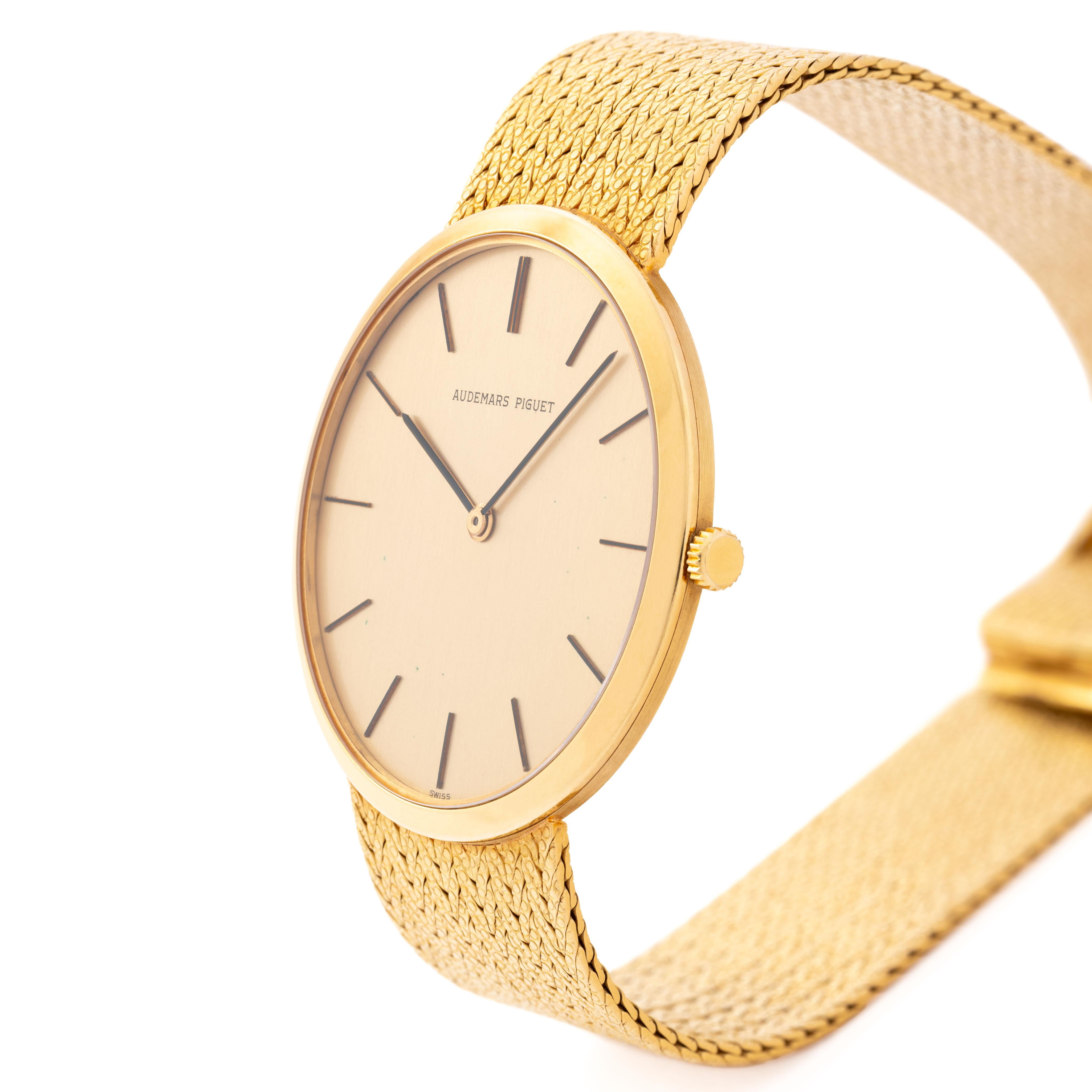 Audemars Piguet, montre vintage tissée à la main, en or jaune 18 carats, 34 mm Excellent état - En vente à New York, NY