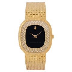 Vintage Audemars Piguet 18 Karat Yellow Gold and Onyx and Pavé Diamonds Watch