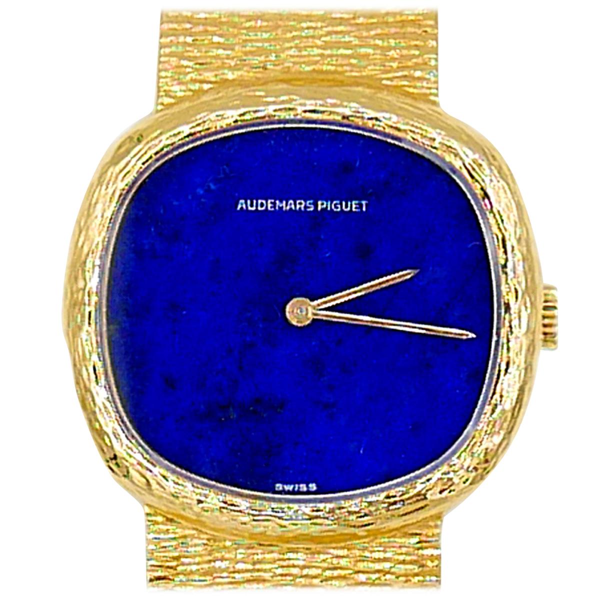 Vintage Audemars Piguet 18 Karat Yellow Gold Lapis Dial Watch