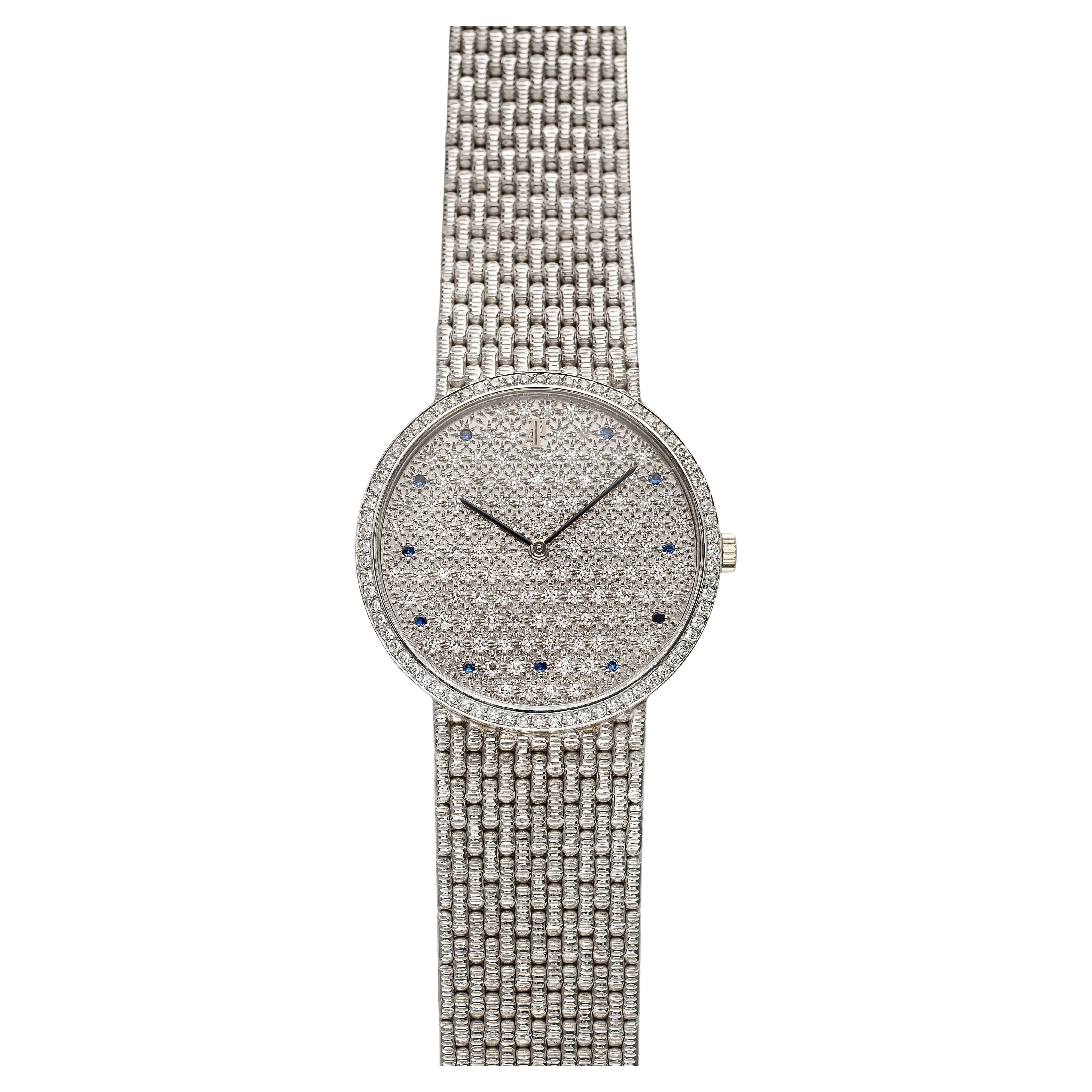Vintage Audemars Piguet 18K White Gold 80s Diamond Pave Dial and Bezel Manual Wi