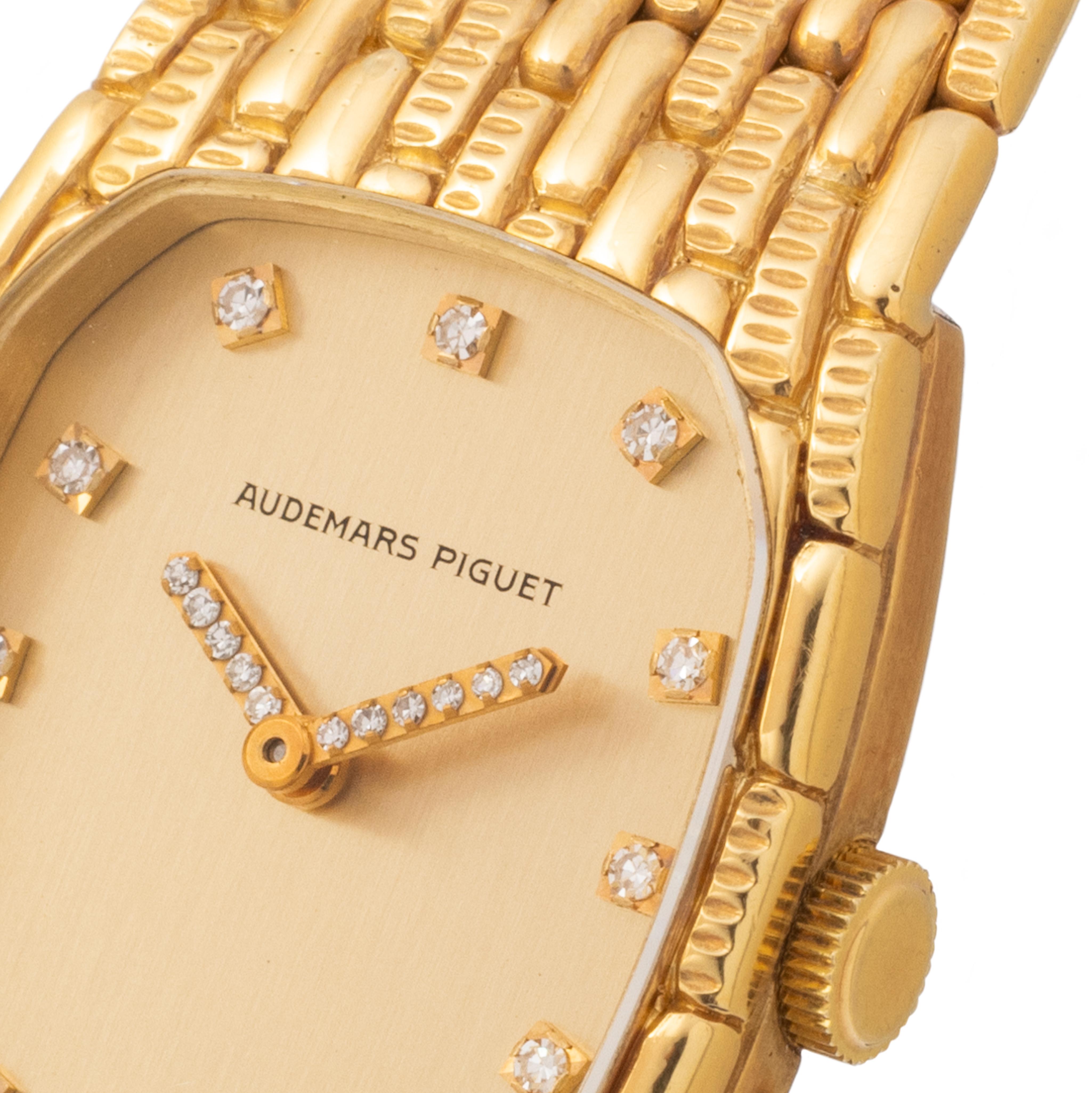 Women's or Men's Vintage Audemars Piguet 18k Yellow Gold Cobra Model 624 Diamond Markers & Hands