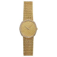 Vintage Audemars Piguet 18K YG Diamond Bezel Pave Waffle Dial Manual 29mm