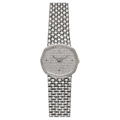 Vintage Audemars Piguet 70s 18K White Gold Manual Wind Diamond Pave Dial Bezel 2