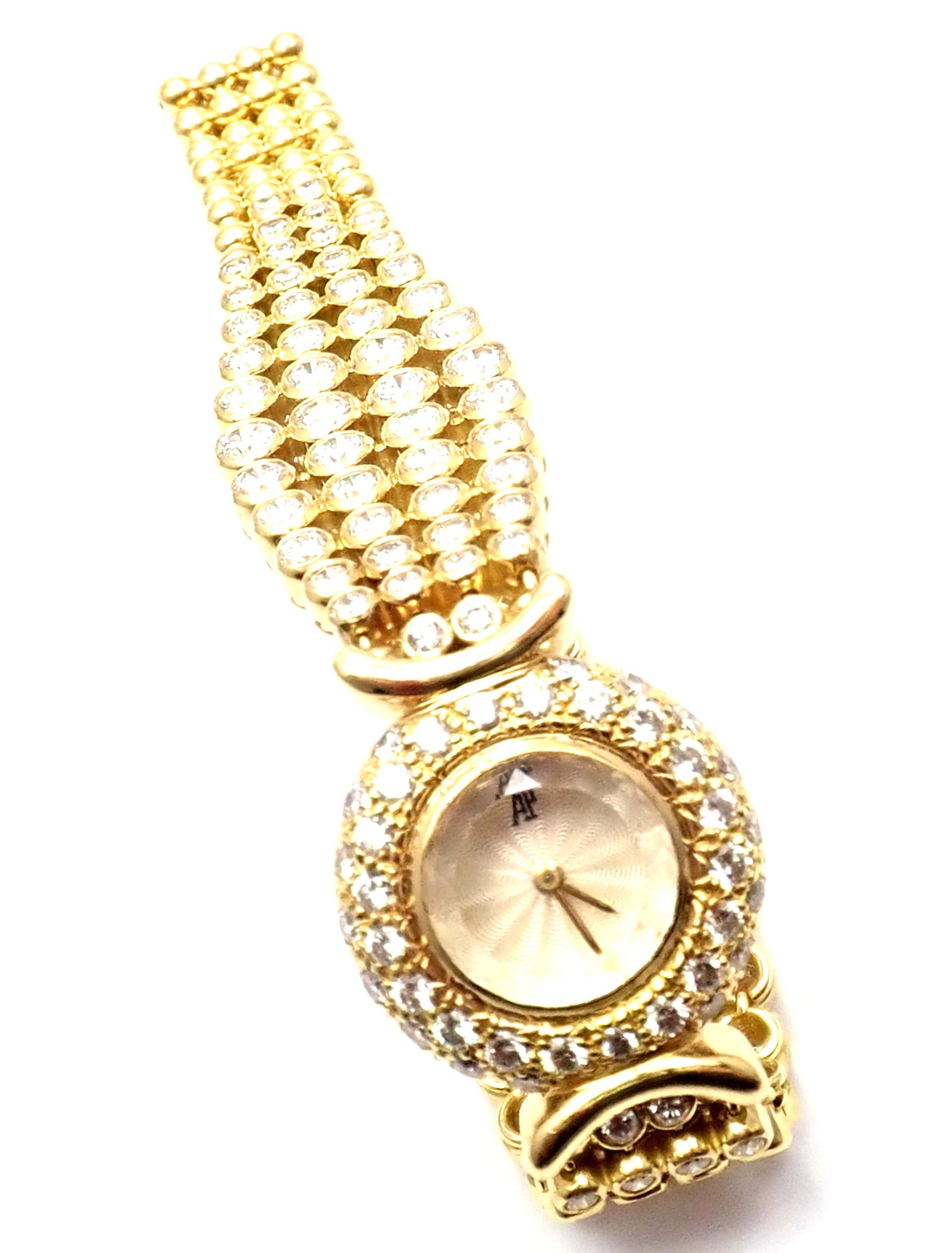 Vintage Audemars Piguet 8 Carat Diamond Yellow Gold Ladies Watch For Sale 2