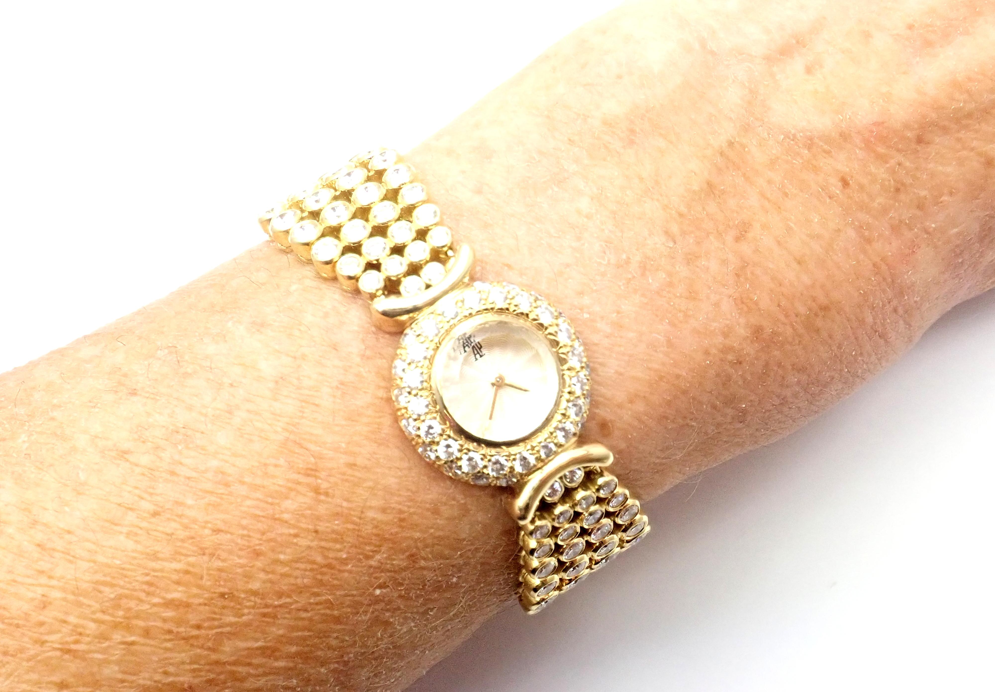 Vintage Audemars Piguet 8 Carat Diamond Yellow Gold Ladies Watch For Sale 4