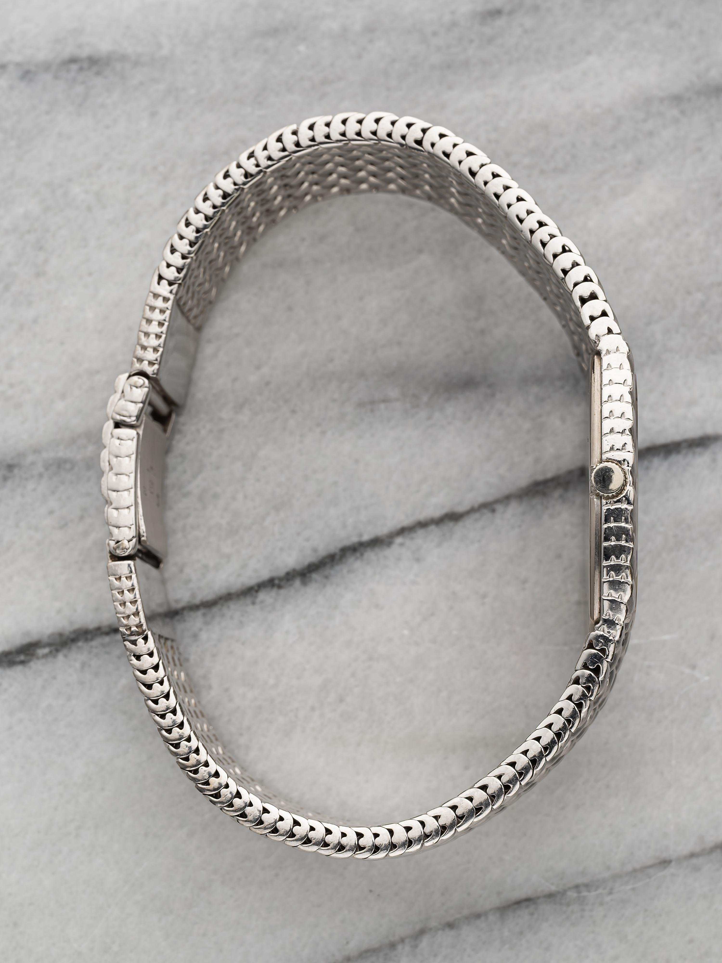 Vintage Audemars Piguet Cobra Esfera Diamante Azul 80s Oro Blanco 18K Viento Manual 2 en venta 1