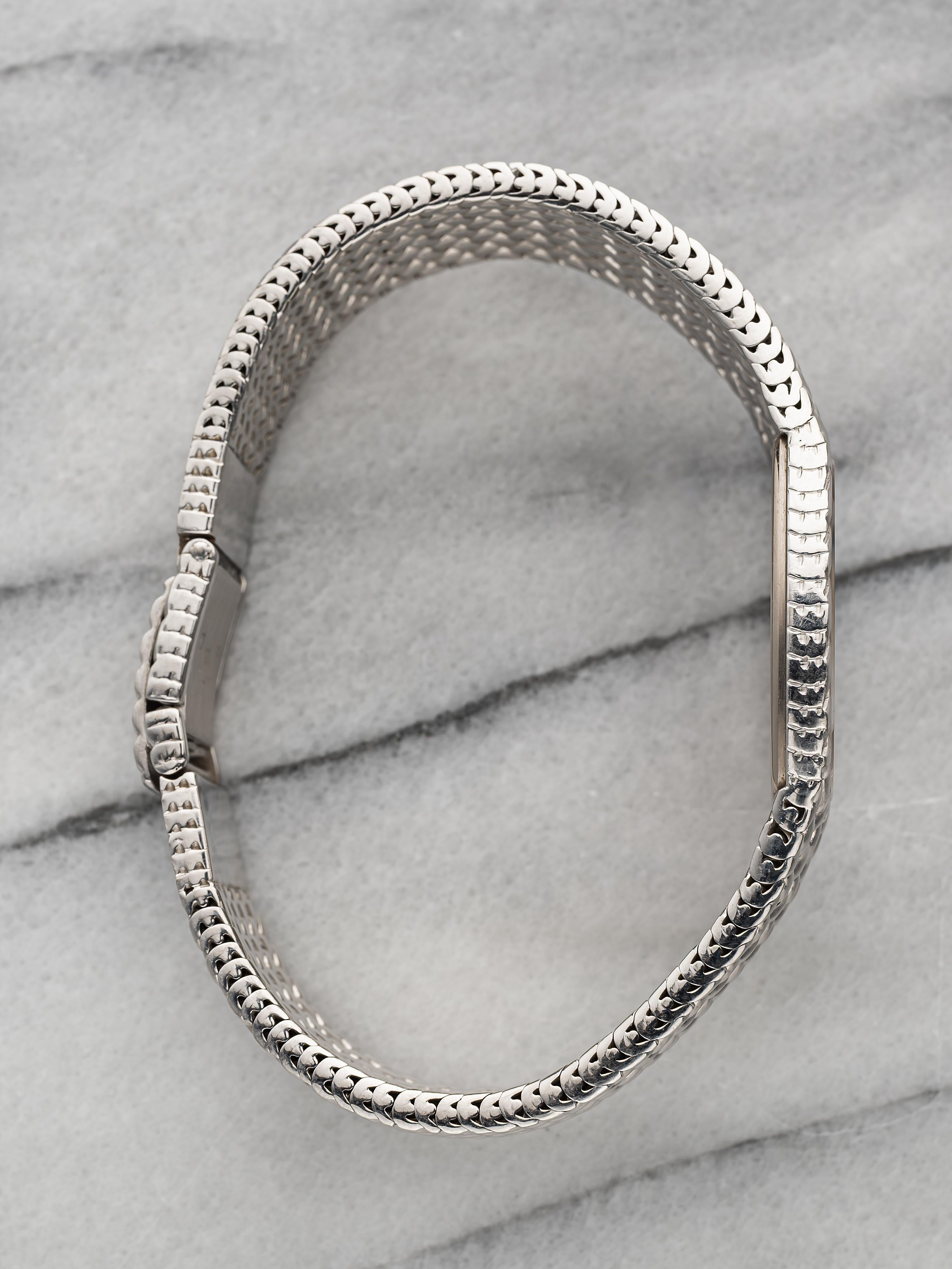 Vintage Audemars Piguet Cobra Esfera Diamante Azul 80s Oro Blanco 18K Viento Manual 2 en venta 2