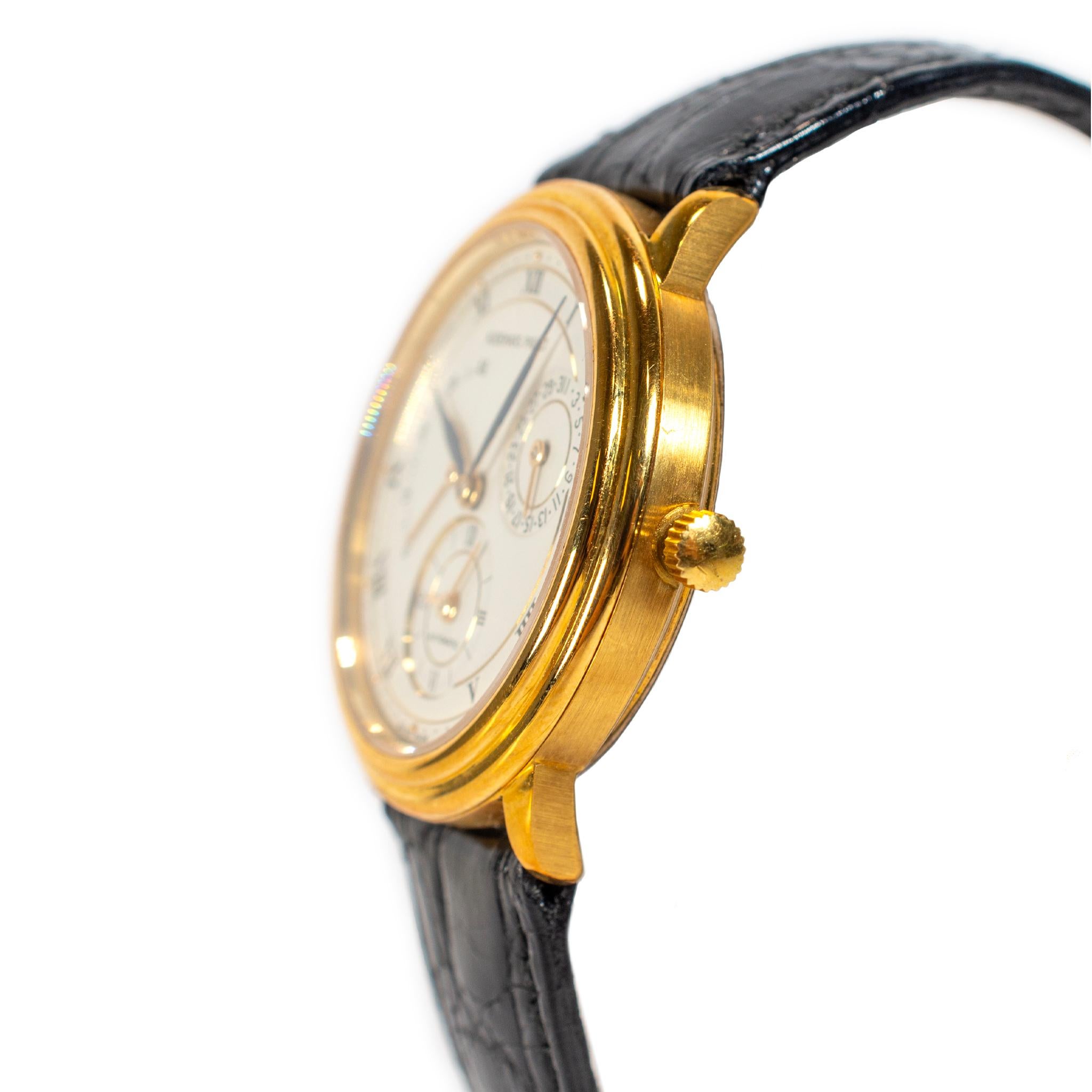 Orologio automatico d'epoca Audemars Piguet Dual Time 36MM 25685BA Calendario in oro 18K In condizioni ottime in vendita a Houston, TX