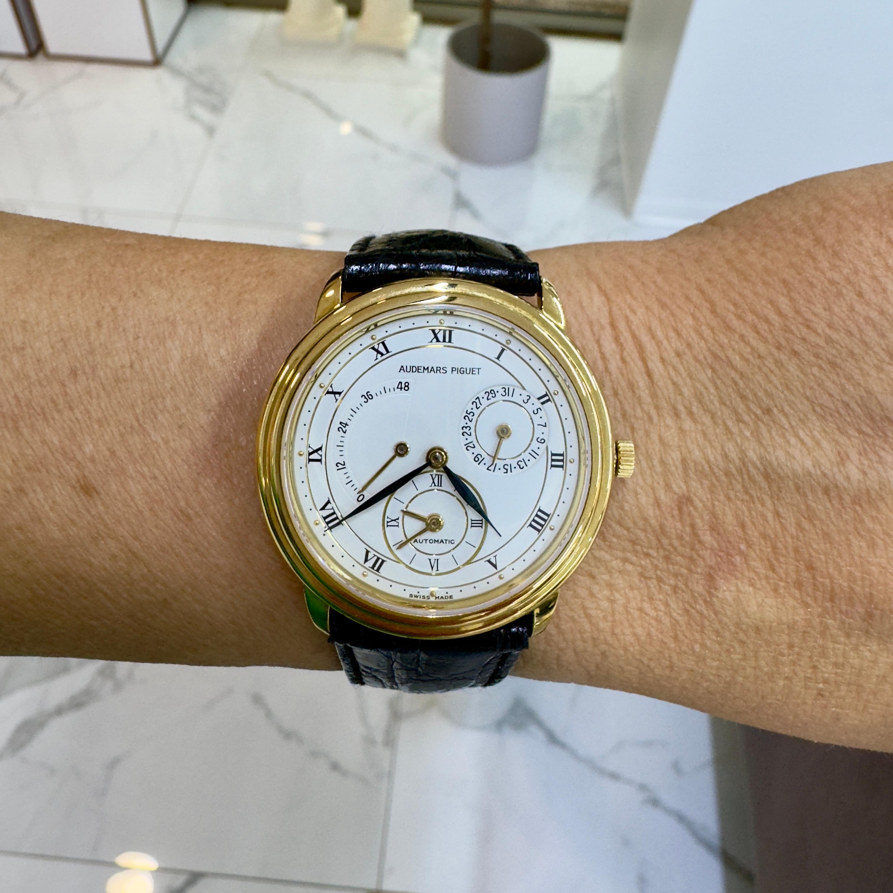 Orologio automatico d'epoca Audemars Piguet Dual Time 36MM 25685BA Calendario in oro 18K in vendita 5