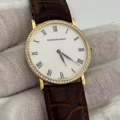 Vintage Audemars Piguet Extra Flat 14273 31mm 18k Gold Factory Diamond Bezel