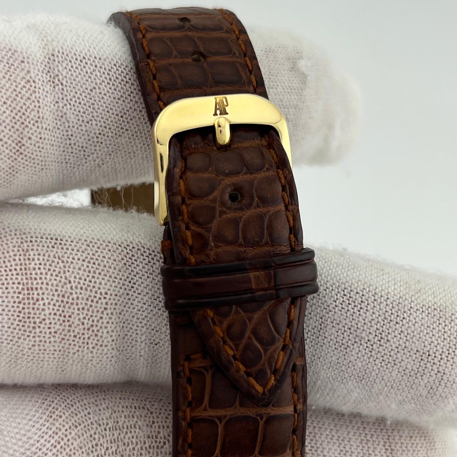 Vintage Audemars Piguet Extra Flat 14273 31mm 18k Gold Factory Diamond Bezel For Sale 3