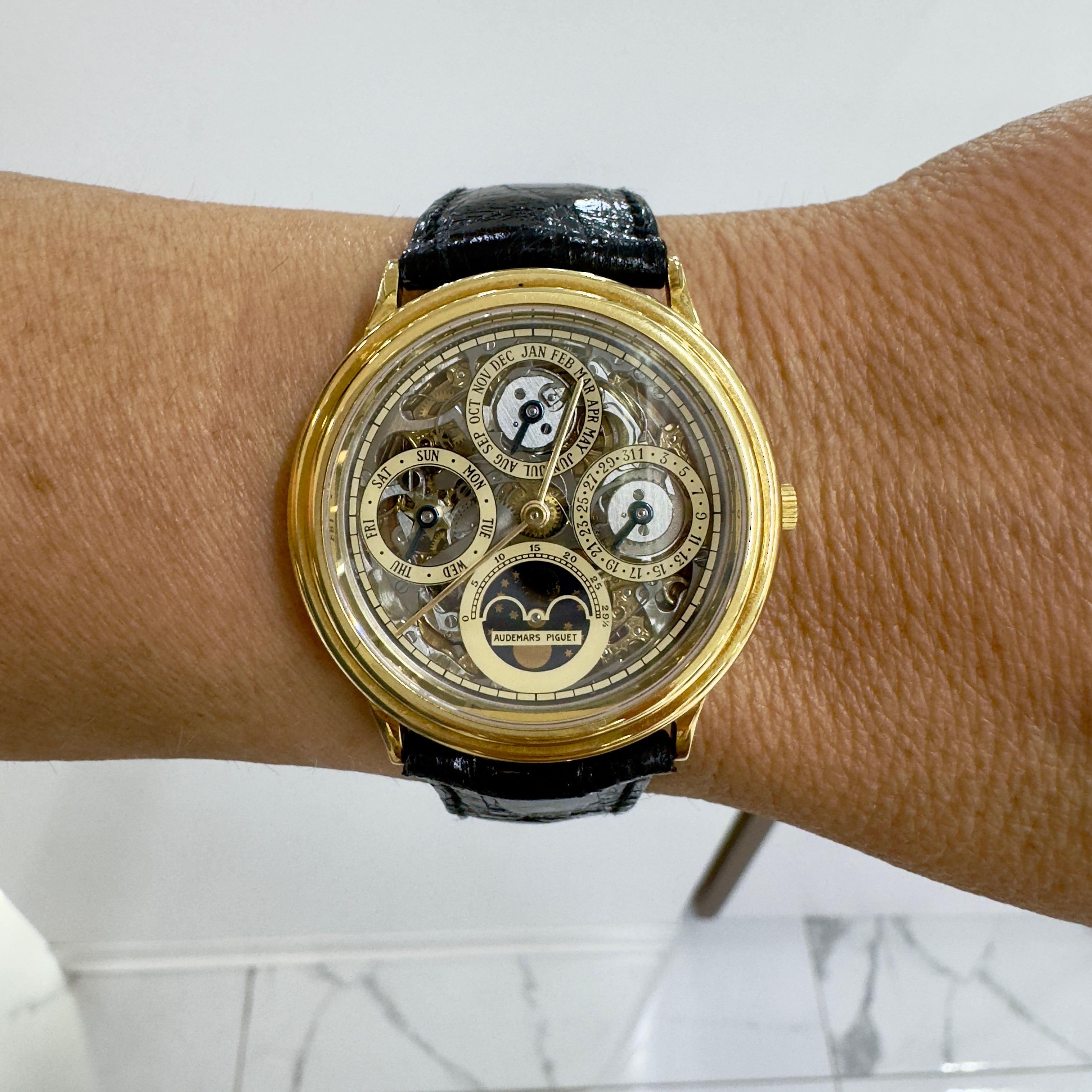 Vintage Audemars Piguet Quantieme Ewiger Kalender 25558BA Skelett Gold Uhr im Angebot 8