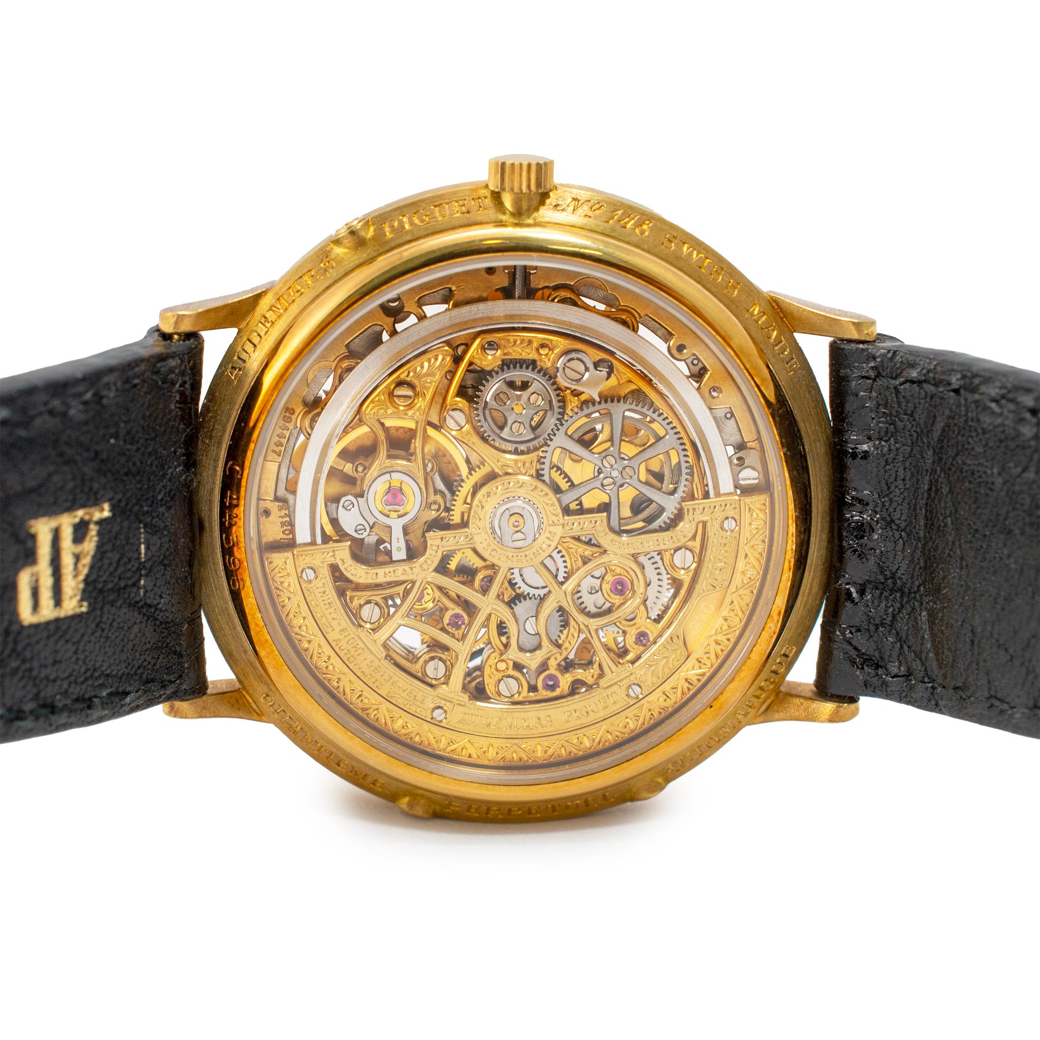 Vintage Audemars Piguet Quantieme Ewiger Kalender 25558BA Skelett Gold Uhr für Damen oder Herren im Angebot