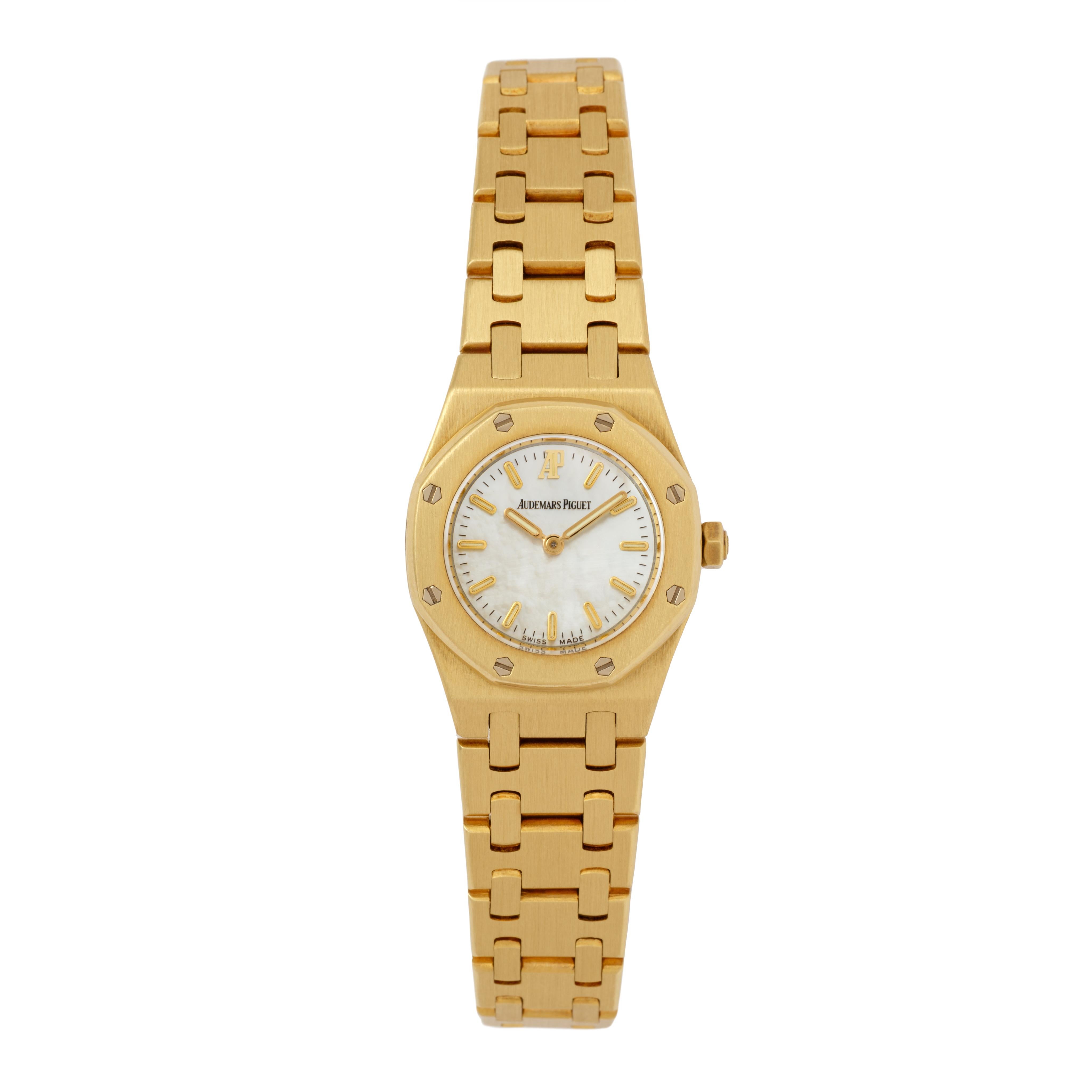 Vintage Audemars Piguet Royal Oak Mini Oro amarillo de 18 quilates y perla de Tahití Moderno en venta