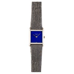 Vintage Audemars Piguet Tank 1970s Blau Lapis Zifferblatt 23x28mm 18k Weißgold Fall.