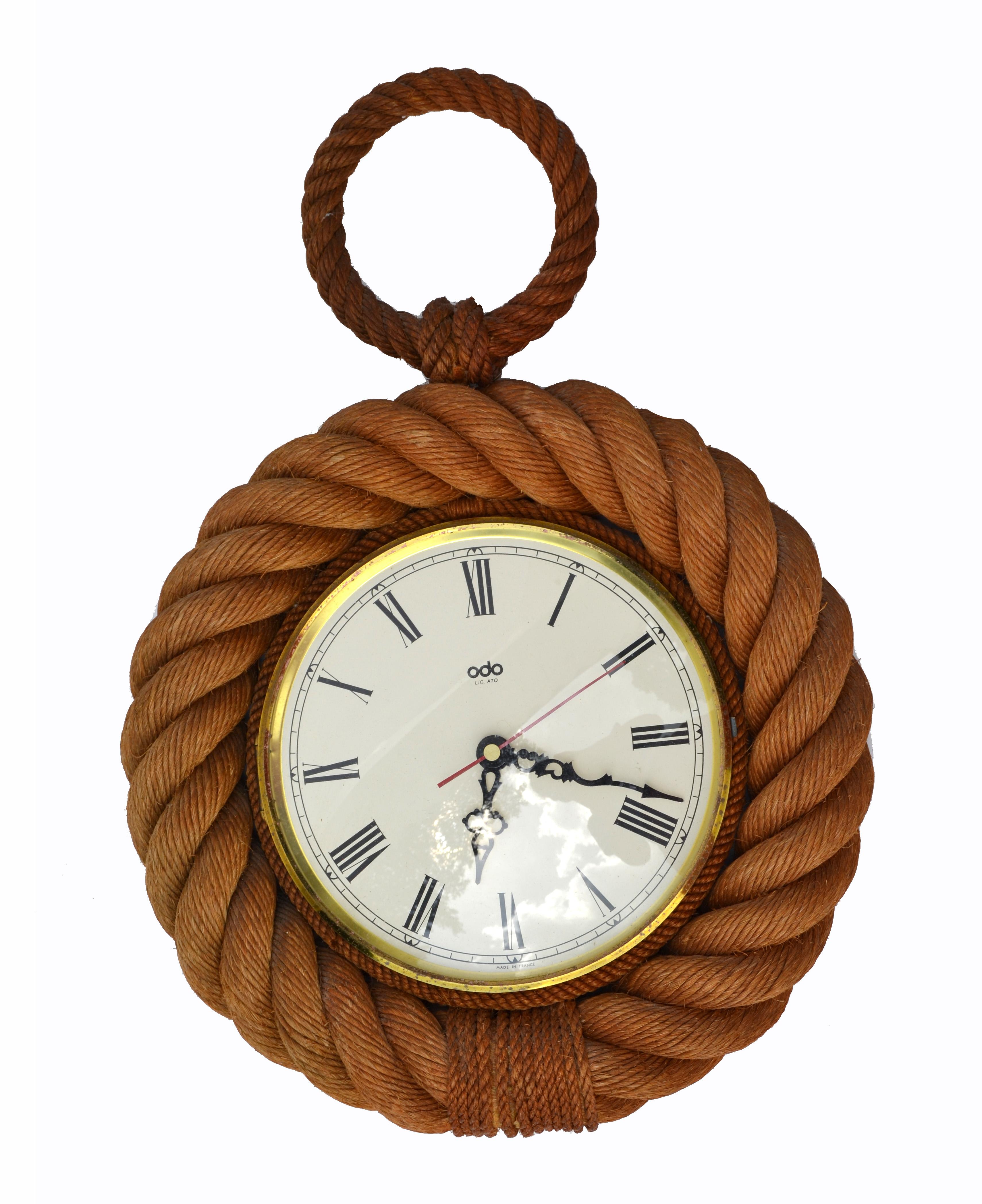 20th Century Vintage Audoux Minet Style Nautical Wall Rope Clock Shaped Pocket Watch France