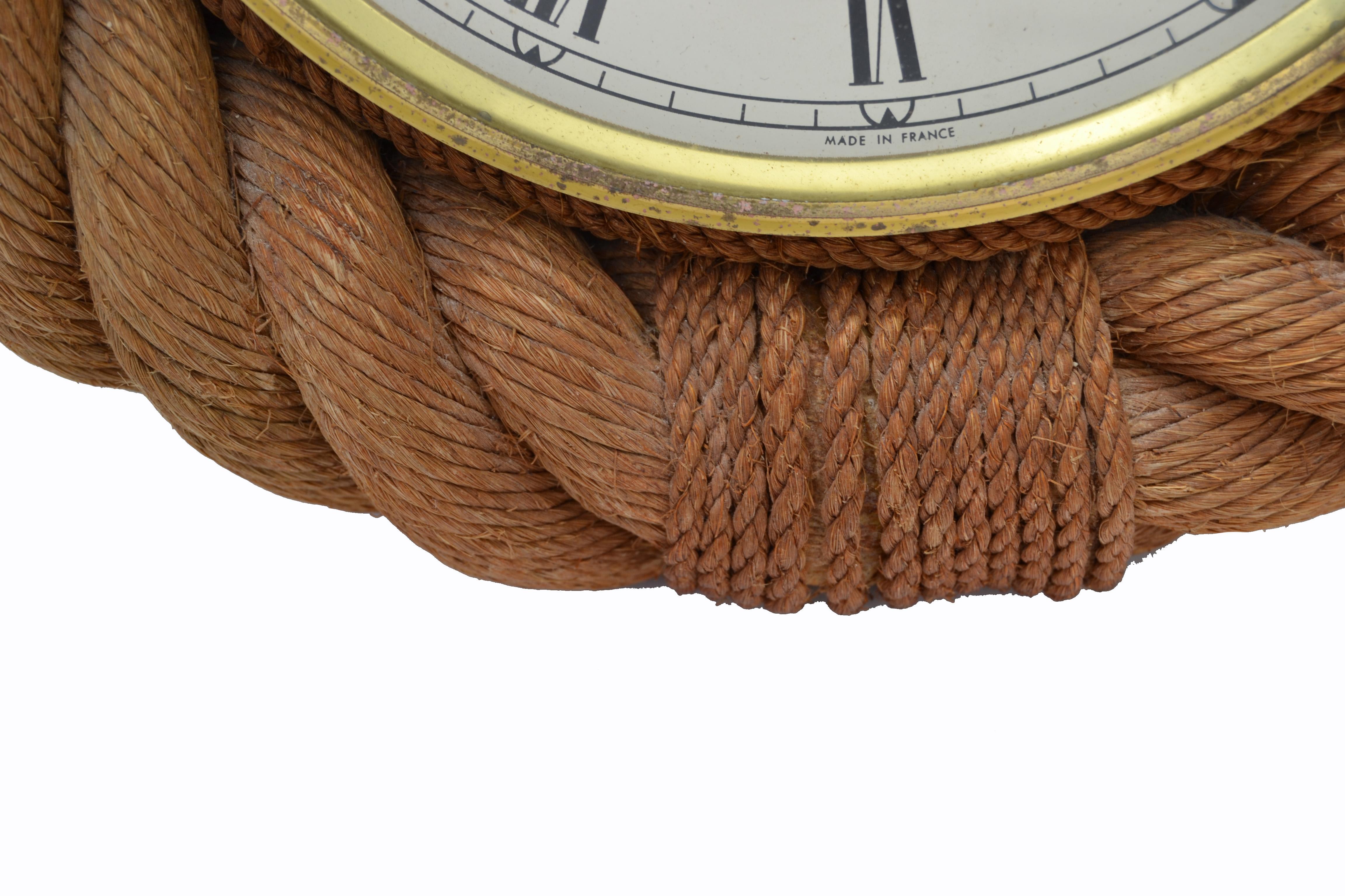 Mid-Century Modern Vintage Audoux Minet Style Nautical Wall Rope Clock Shaped Pocket Watch France