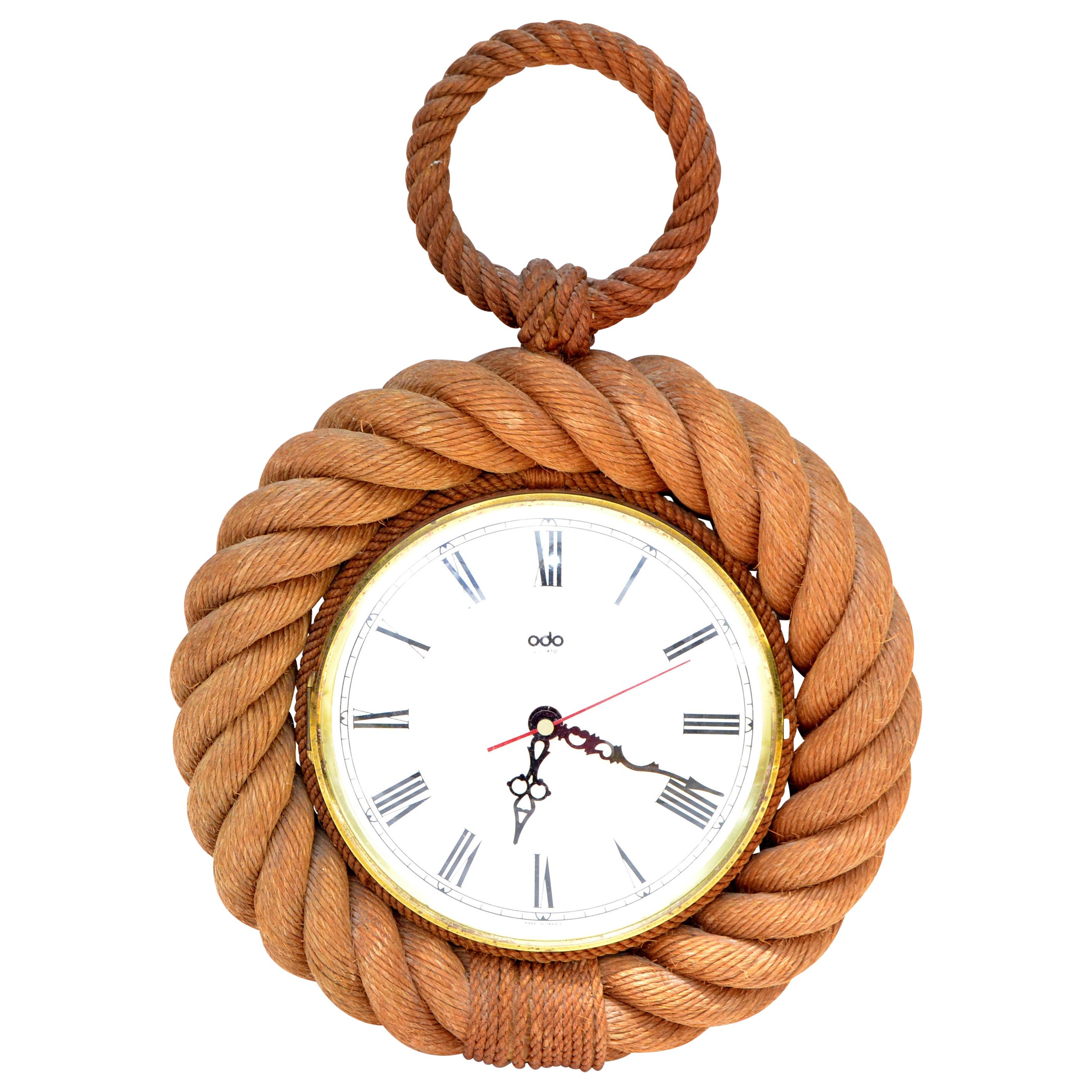 Vintage Audoux Minet Style Nautical Wall Rope Clock Shaped Pocket Watch France