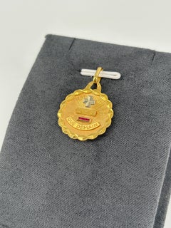 Vintage Augis 18-Karat Gold Large Love Token Medal Pendant 2cm