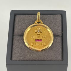 Vintage Augis in oro 18k Plus Qu'hier Moins Que Demain Diamante Rubino Charm 20mm