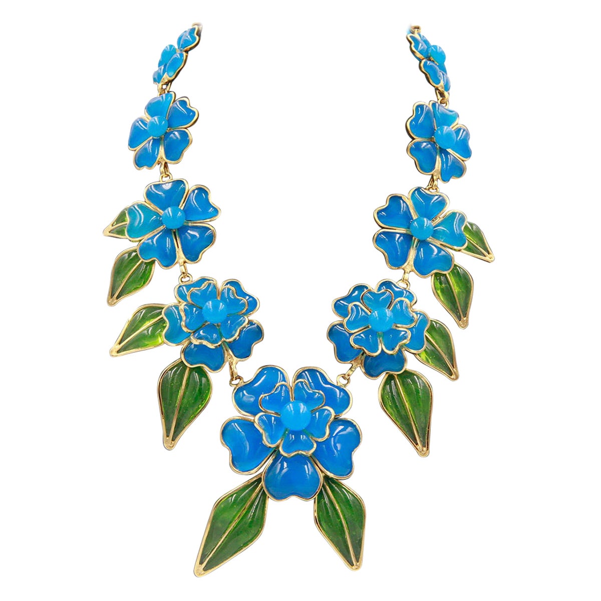 Vintage AUGUSTINE PARIS by Thierry Gripoix Camelia Glass Necklace, 1990s