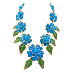 Vintage AUGUSTINE PARIS by Thierry Gripoix Camelia Glass Necklace, 1990s
