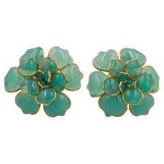 Vintage AUGUSTINE PARIS by Thierry Gripoix Camellia Clip-On Earrings, 1990s 