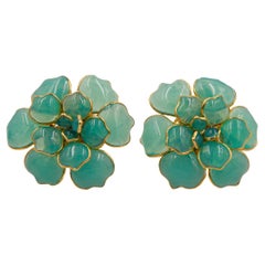 Vintage AUGUSTINE PARIS by Thierry Gripoix Camellia Clip-On Earrings, 1990s