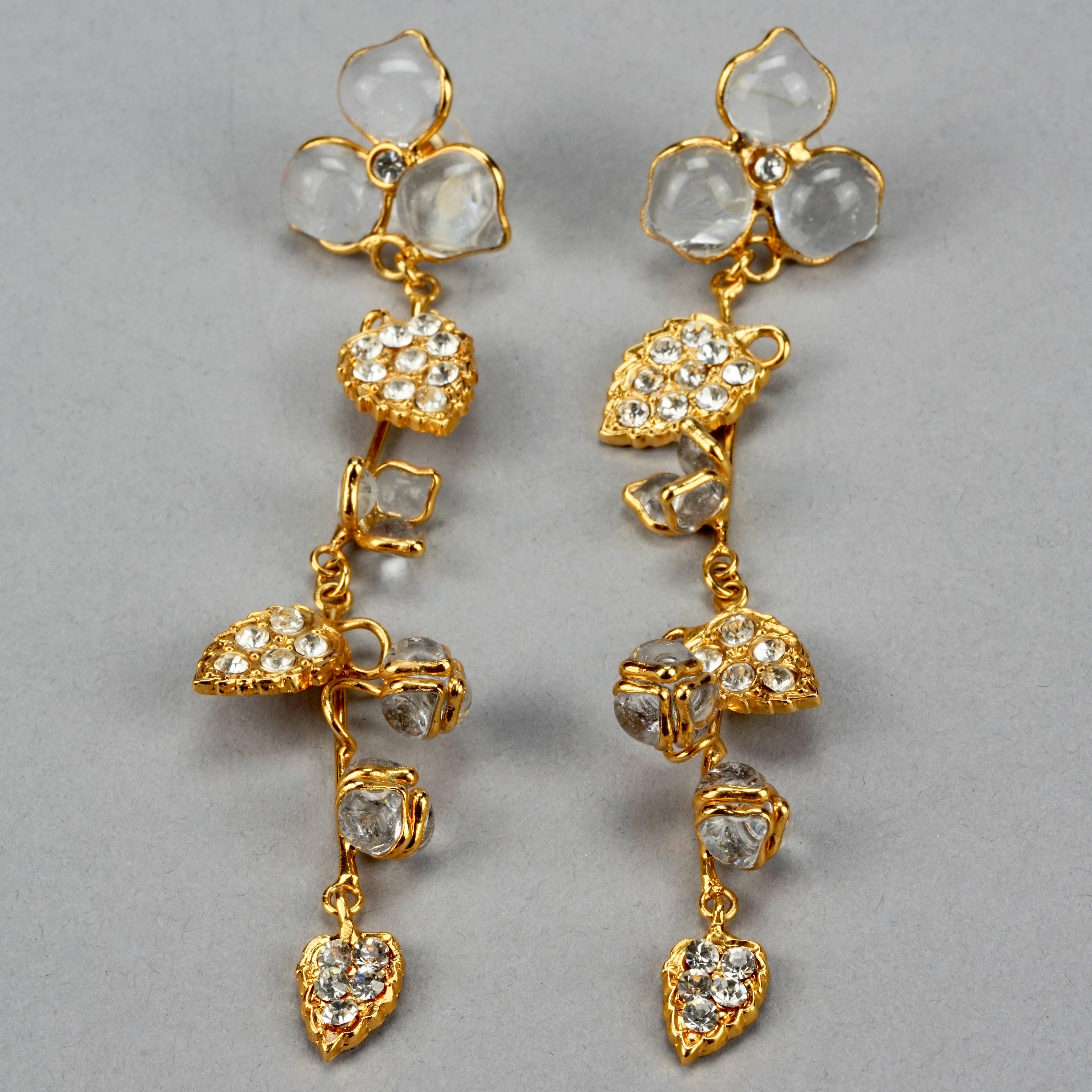 Vintage AUGUSTINE PARIS by Thierry GRIPOIX Flower Vine Dangling Earrings For Sale 2