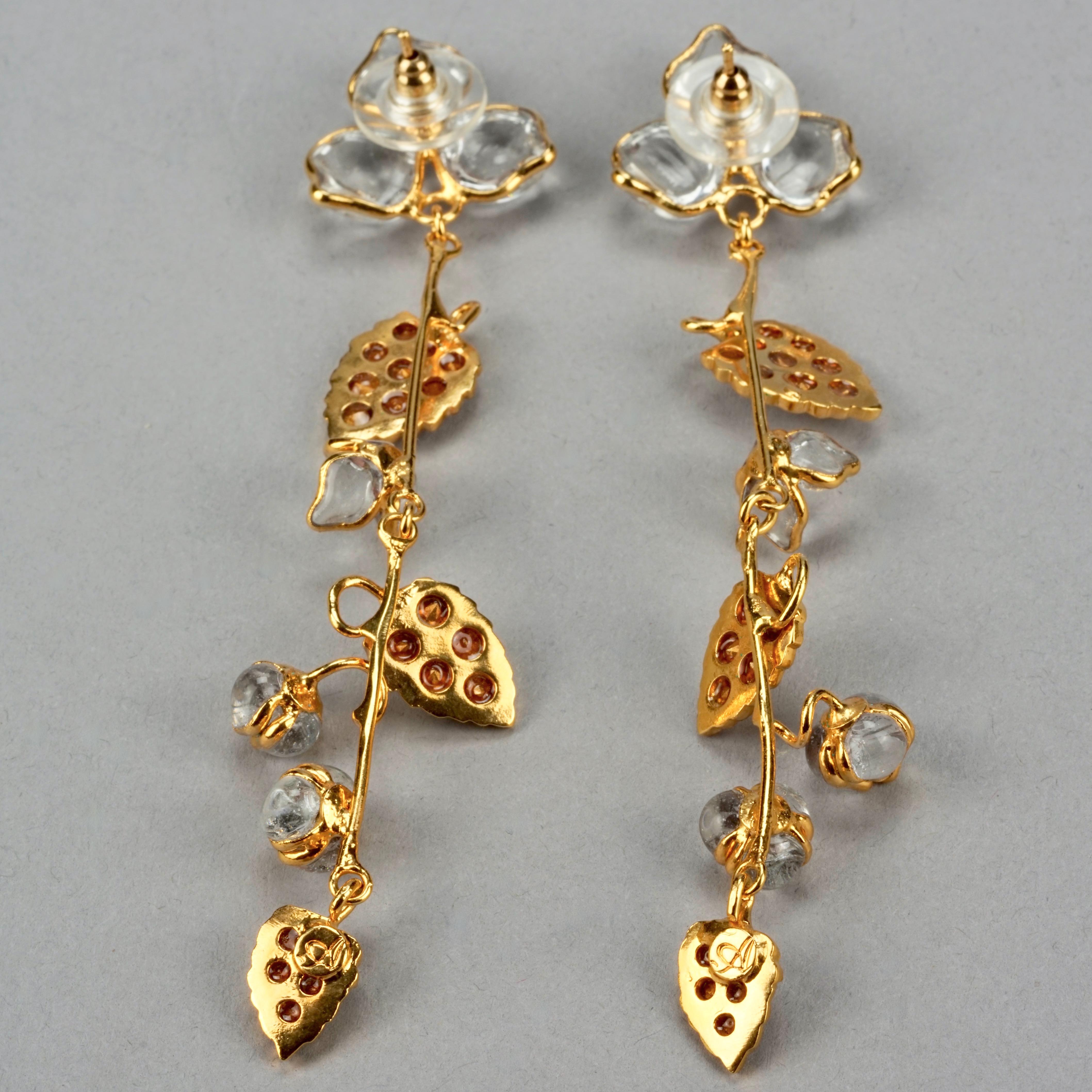 Vintage AUGUSTINE PARIS by Thierry GRIPOIX Flower Vine Dangling Earrings For Sale 3