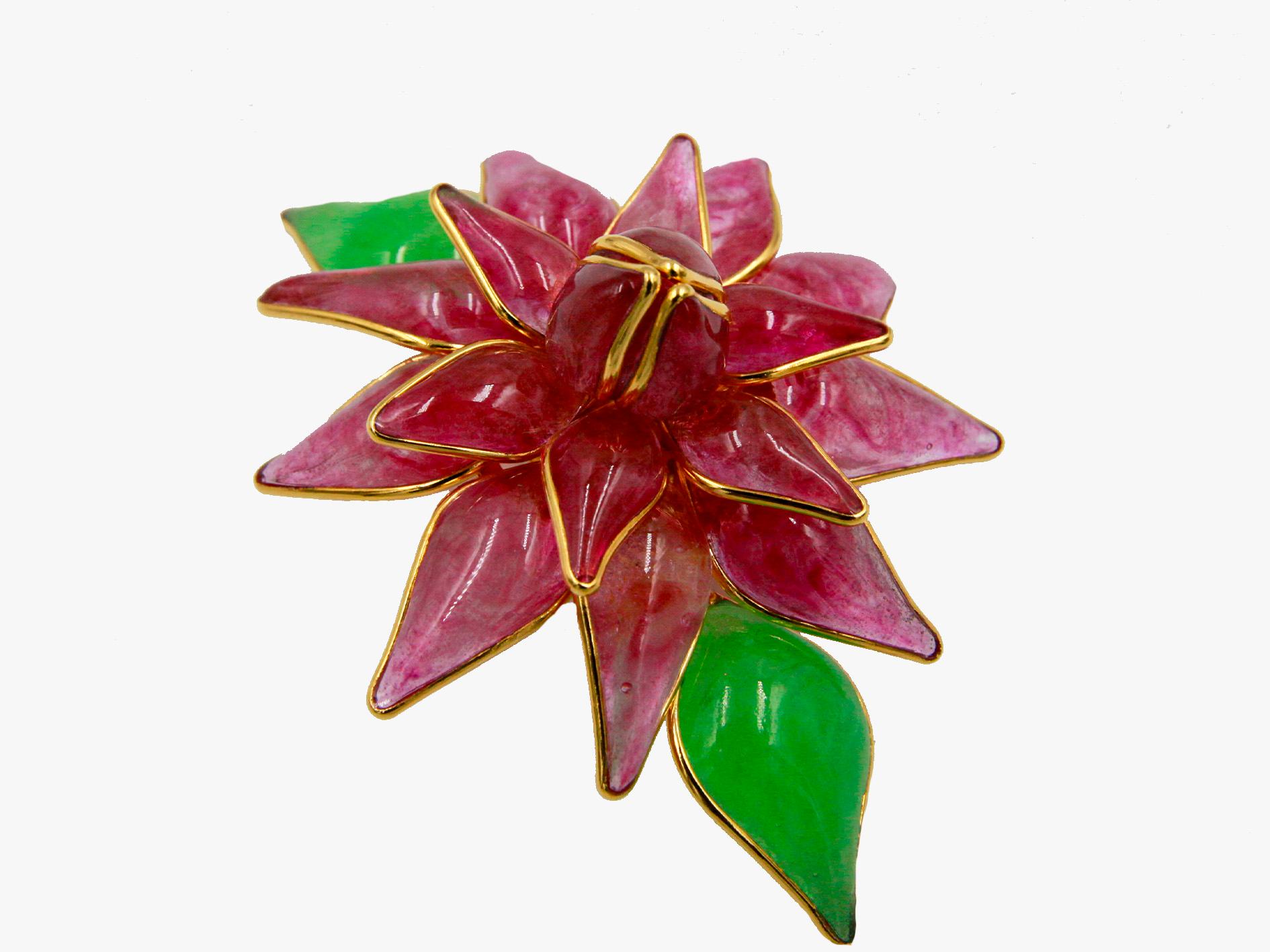 Women's Vintage AUGUSTINE PARIS by Thierry Gripoix Pink Flower brooch, 1990s  For Sale