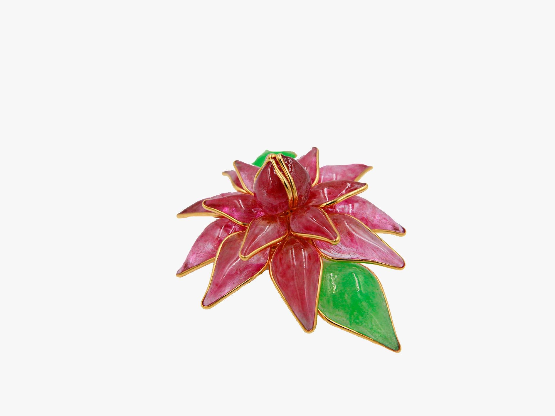Vintage AUGUSTINE PARIS by Thierry Gripoix Pink Flower brooch, 1990s  For Sale 2