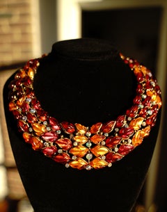 Vintage Aurora Borealis Crystal Choker Necklace, 1980s (Lanvin unsigned)