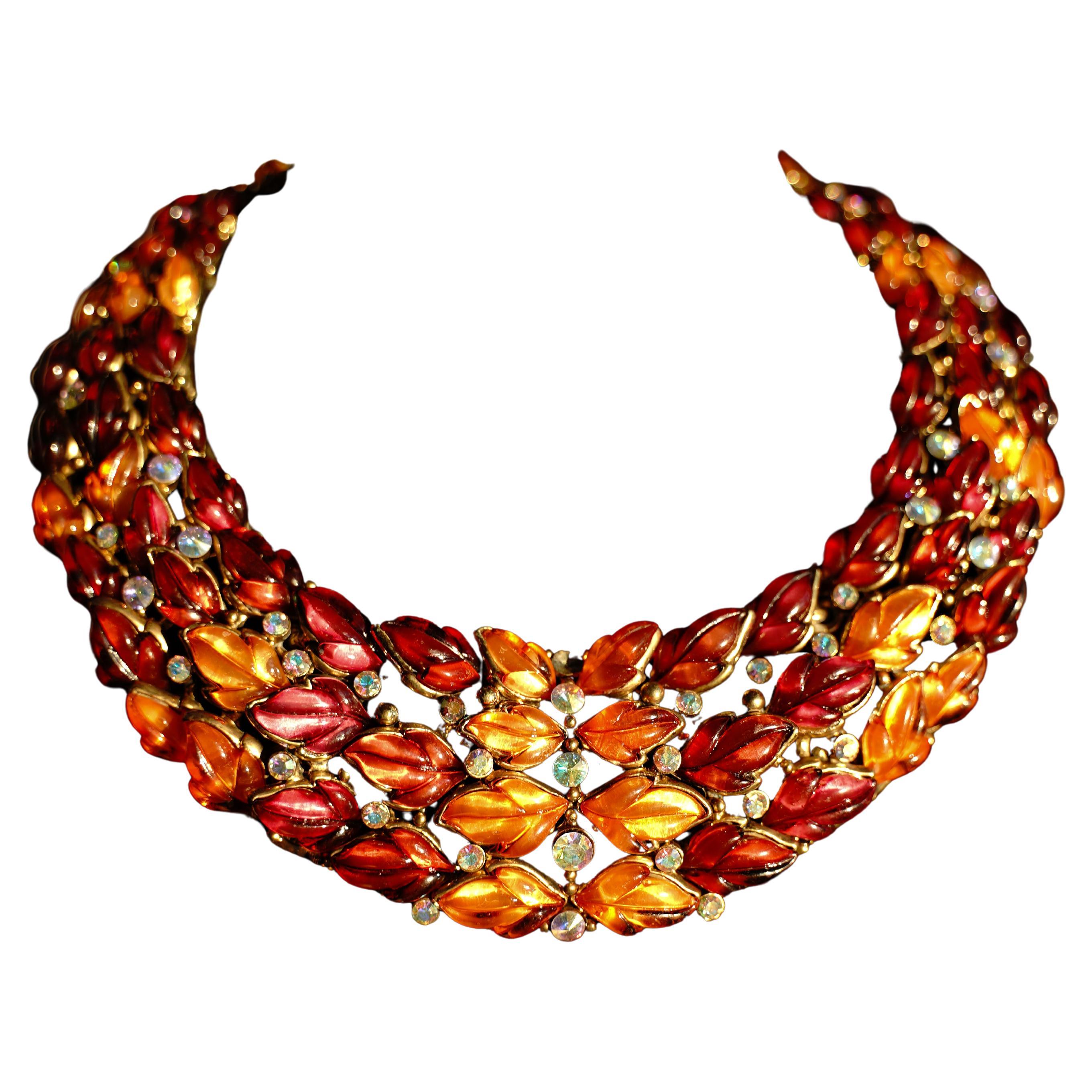 Vintage Aurora Borealis Crystal Choker Necklace, 1980s (Lanvin unsigned)