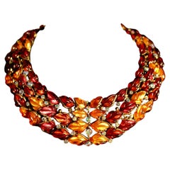 Vintage Aurora Borealis Crystal Choker Necklace, 1980s (Lanvin unsigned)