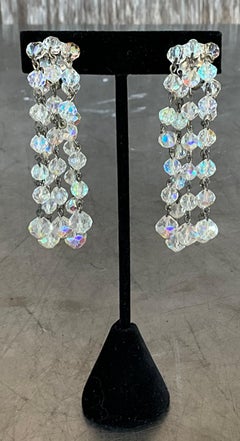Vintage Aurora Borealis Crystal Clip on Earrings