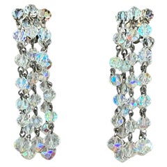 Vintage Aurora Borealis Crystal Clip on Earrings